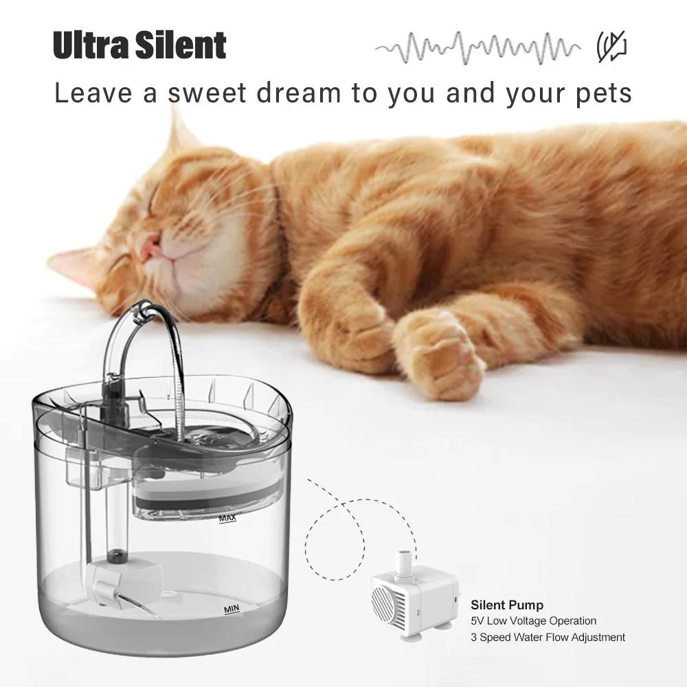 2L Intelligent Cat Water Fountain With Faucet Dog Water Dispenser Transparent Drinker Pet Drinking Filters Feeder Motion Sensor