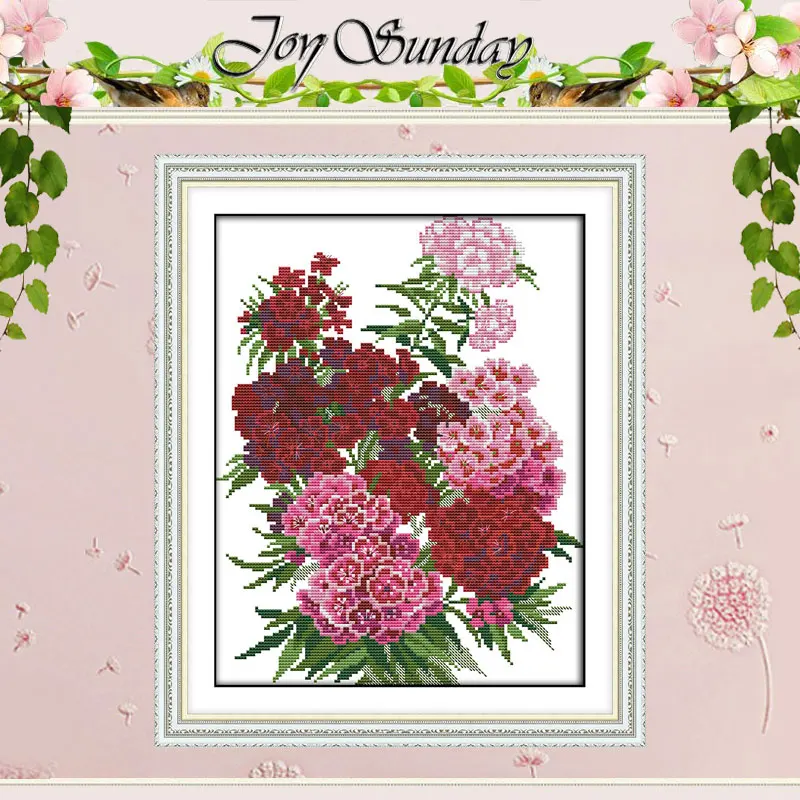 Carnation Flowers Patterns Counted Cross Stitch Set DIY 11CT 14CT 16CT Stamped DMC Cross-stitch Kit Embroidery Needlework Crafts