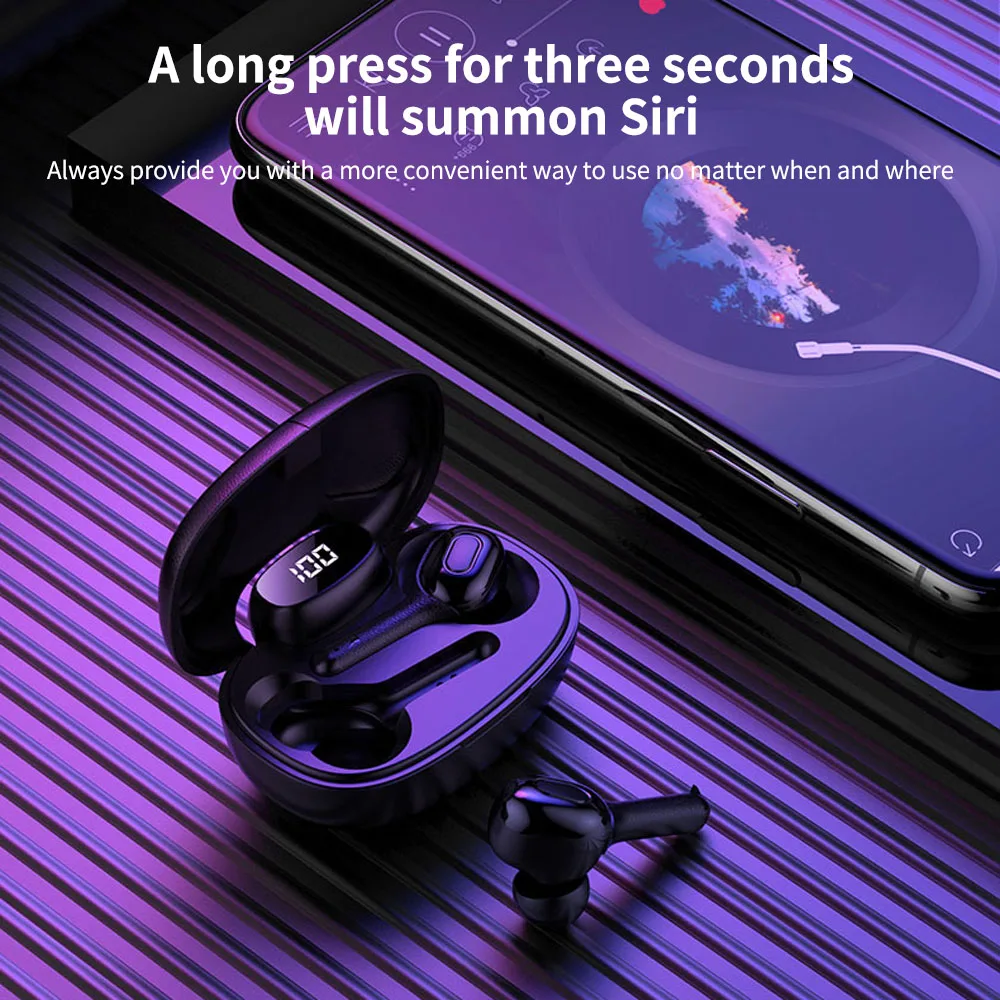 fonge TWS T9 LED Bluetooth Wireless Earbuds Earphones Touch Control Sport Headset Noise Cancel power display ear buds bluetooth