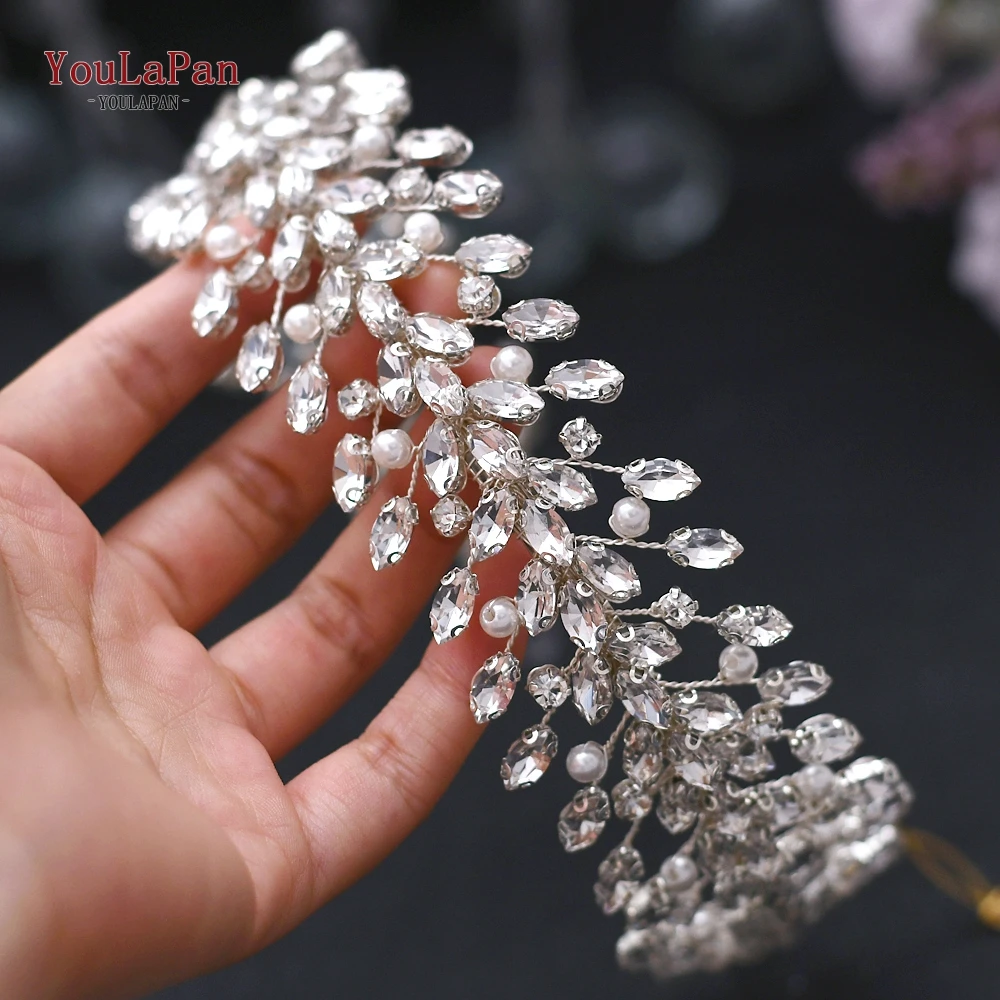 YouLaPan – serre-tête en strass pour mariage, élégant, fait à la main, diadème et couronne en perles, accessoires pour cheveux de mariée, coiffure, HP351