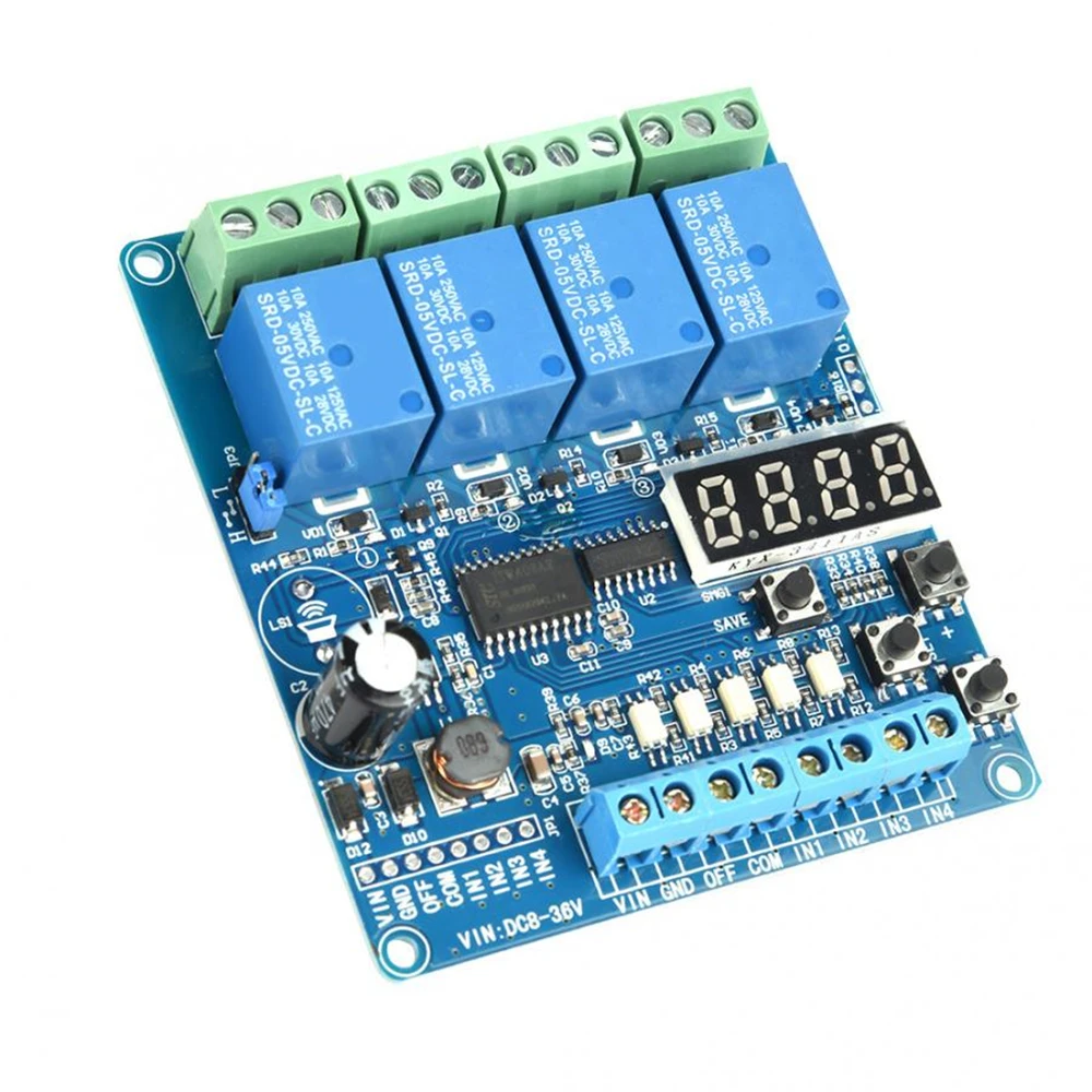 

36V Relay Module 4-channel Multifunction Time Delay Relay Interface Board Module Optocoupler LED Delay Relay