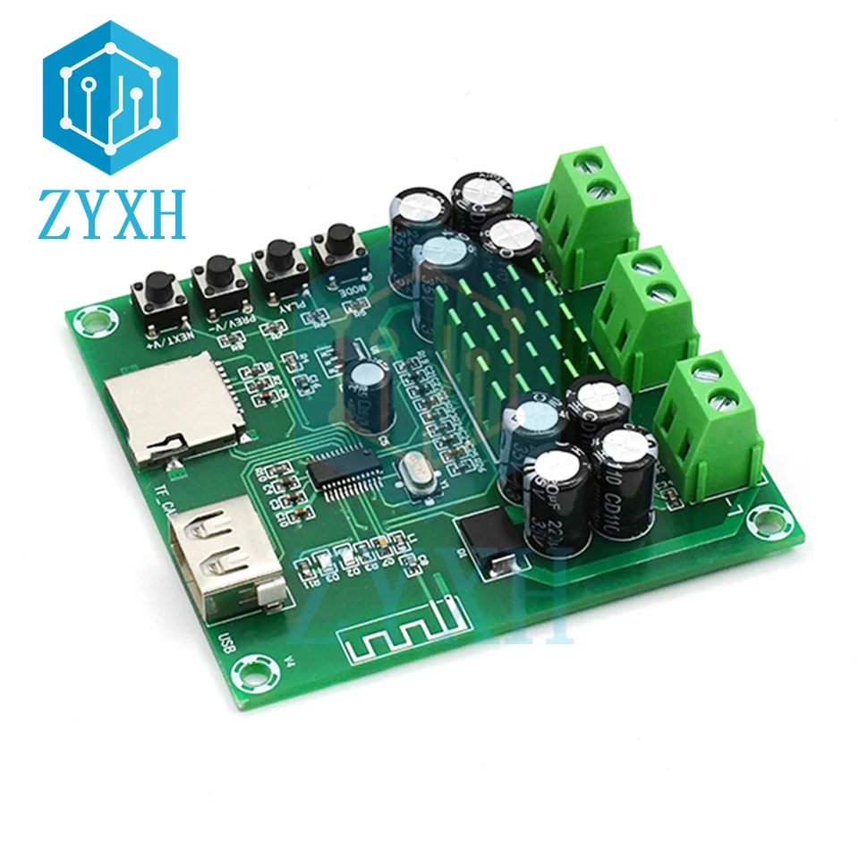 XH-M422 Bluetooth 5.0 Amplifier Board 30W*2 HD Stereo Audio AMP DC 12V U Disk TF Card MP3 Decoder Onboard Buttons For Speaker