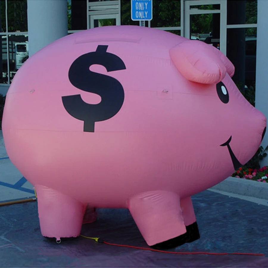 Custom Pink Inflatable Pig Pop Up Boar Piggy Bank With Logos For Promotion or Bank aAdvertising