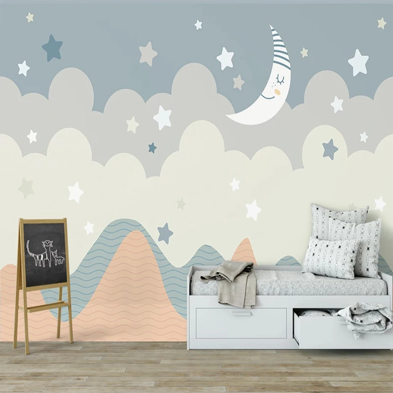 

Custom Kids Room Wall Cloth Modern moon cartoon elk Photo Wallpaper Children's Room 3D Mural Vinyl/Silk Waterproof Wall Painting