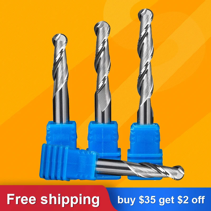 UCHEER 1 Buah 4/6Mm 2 Seruling Spiral Bola Hidung Akhir Pabrik CNC Router Bits untuk Kayu Tungsten Karbida Penggilingan Rute Alat