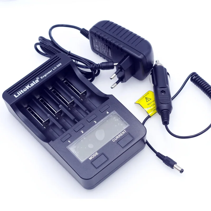 LiitoKala lii500 LCD 3.7V/1.2V AA/AAA 18650/26650/16340/14500/10440/18500 Battery Charger with screen+12V 2A Adapter USB 5V1A