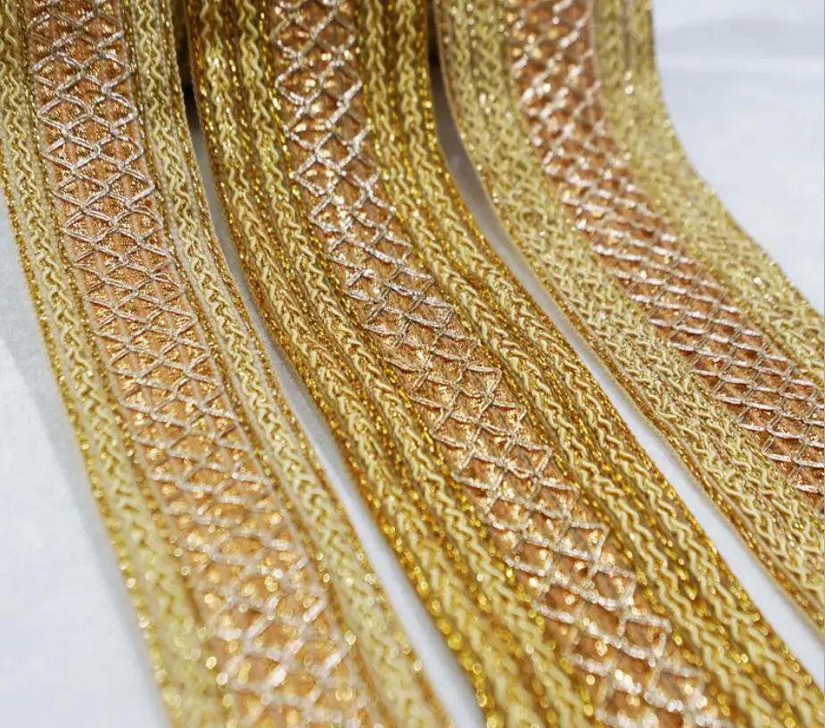 1 LOT = 5 YARDS  gold wire braided ribbon, DIY clothing accessories, shoes and hats decoration materials, ethnic style