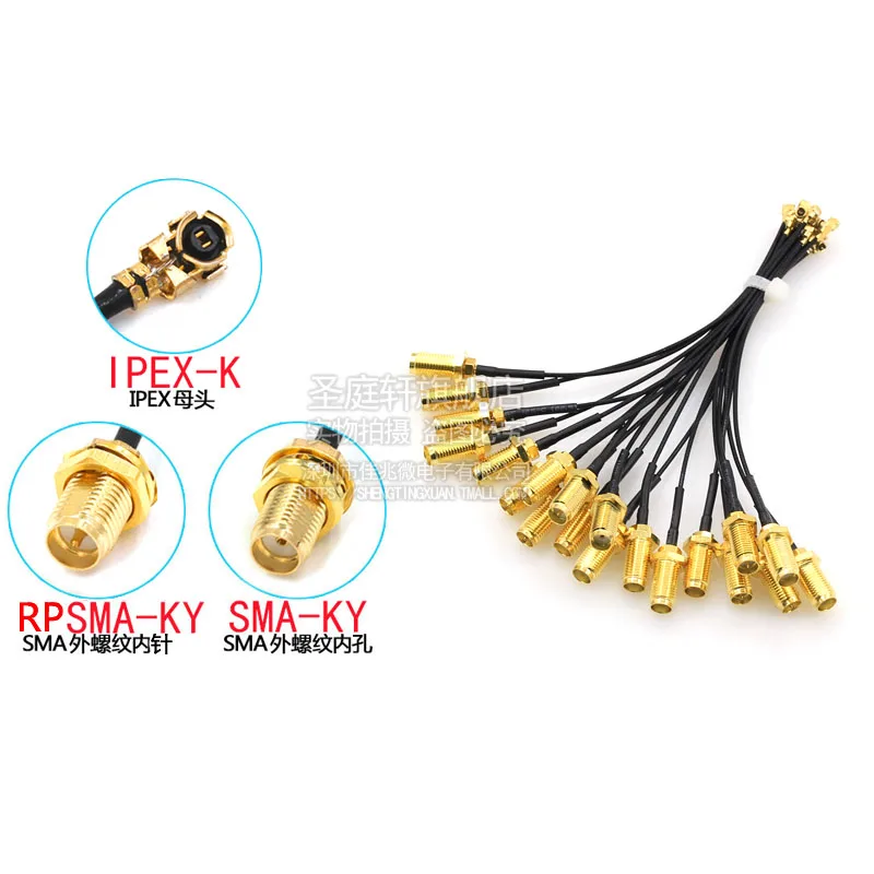 10pcs SMA connettore cavo femmina a uFL/u.FL/IPX/IPEX UFL a SMA femmina RG1.13 antenna RF assemblaggio cavi SMA-K foro interno