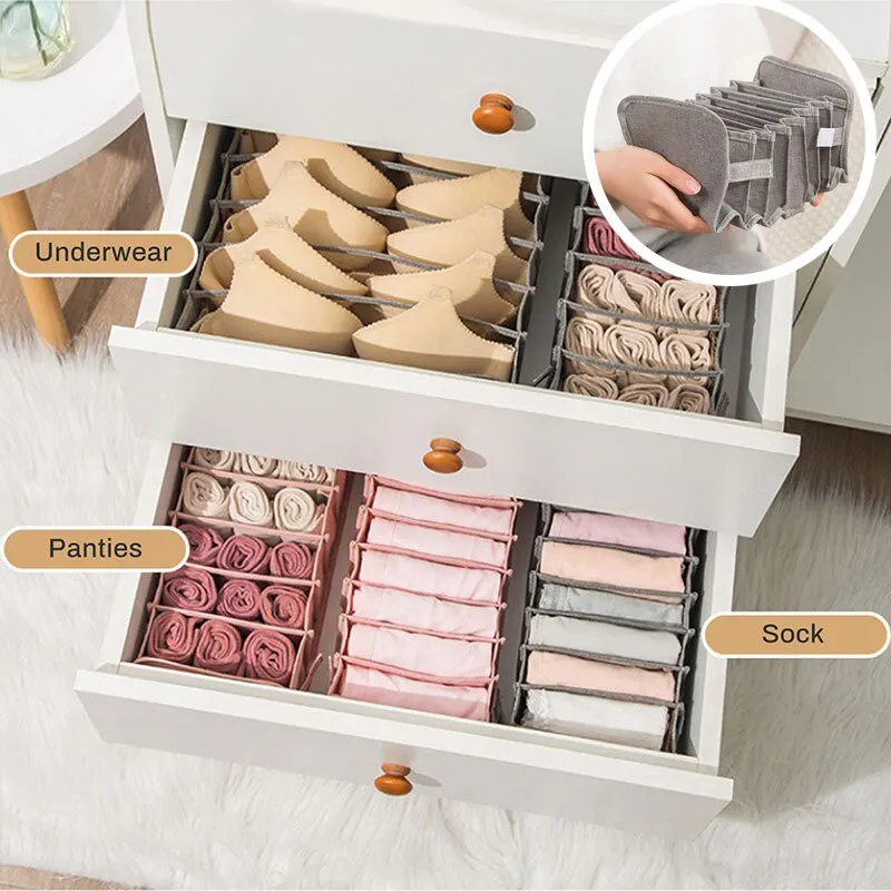 Washable Underwear Storage Box With Compartments Socks Bra Organizer Drawers Bra  Rangement Box Foldable Drawer Closet Organizer