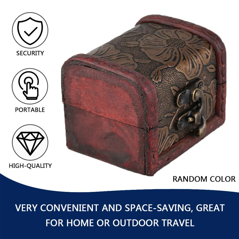 Retro Wood Watch Display Box Jewelry Necklace Rings Storage Organizer Random Pattern Delivered Cajas Para Relojes