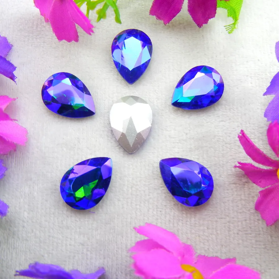 AB Farben 7 Größen Wassertropfen Tränenform Glas-Kristalle zum Aufkleben Strass-Ornament DIY-Verzierung – Detail 15
