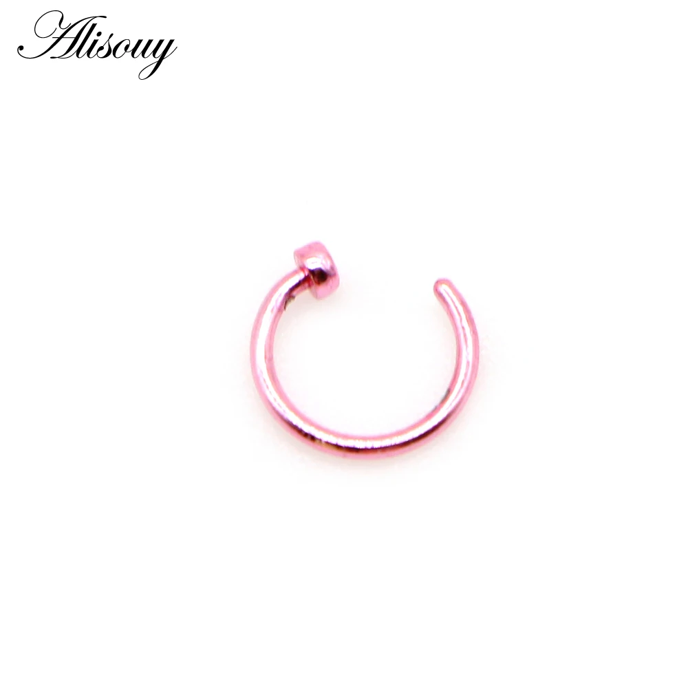 Alisouy 1pc New Stainless Steel Punk Clip on Fake Piercing Body Nose Lip Rings Unisex Nose Ring Women Septum Piercing Jewelry