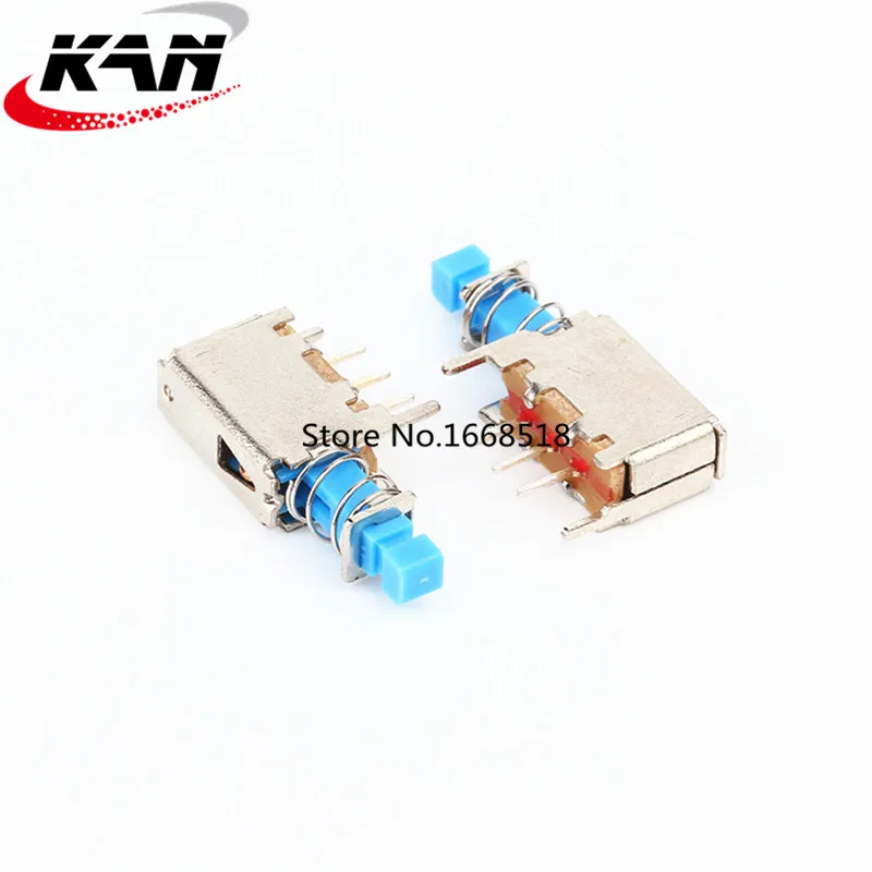 10PCS PS-12E05 A03 Straight key switch self-locking blue with spring power switch