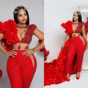 Red lace jumpsuit plus size online