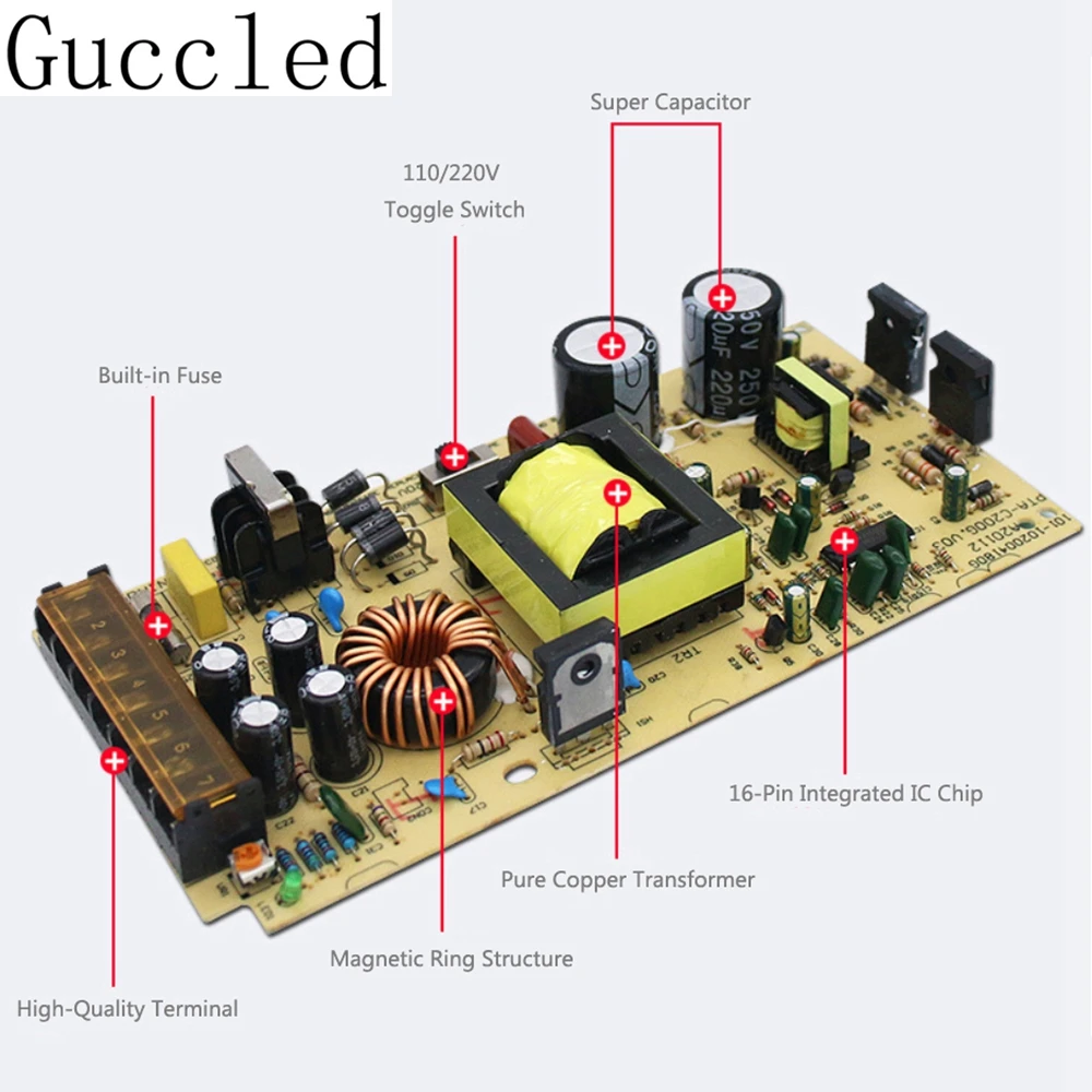 DC12V 1A 2A 3A 5A 8.5A 10A 12A 15A 16.5A 20A 25A 30A 40A Led Power Supply Transformer Led Power Driver Adapter For WS2811 WS2815