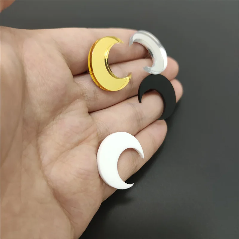 KUGUYS Crescent Moon Stud Earrings for Women Fashion Cute Black White Gold Silver Color Acrylic Jewelry Accessories