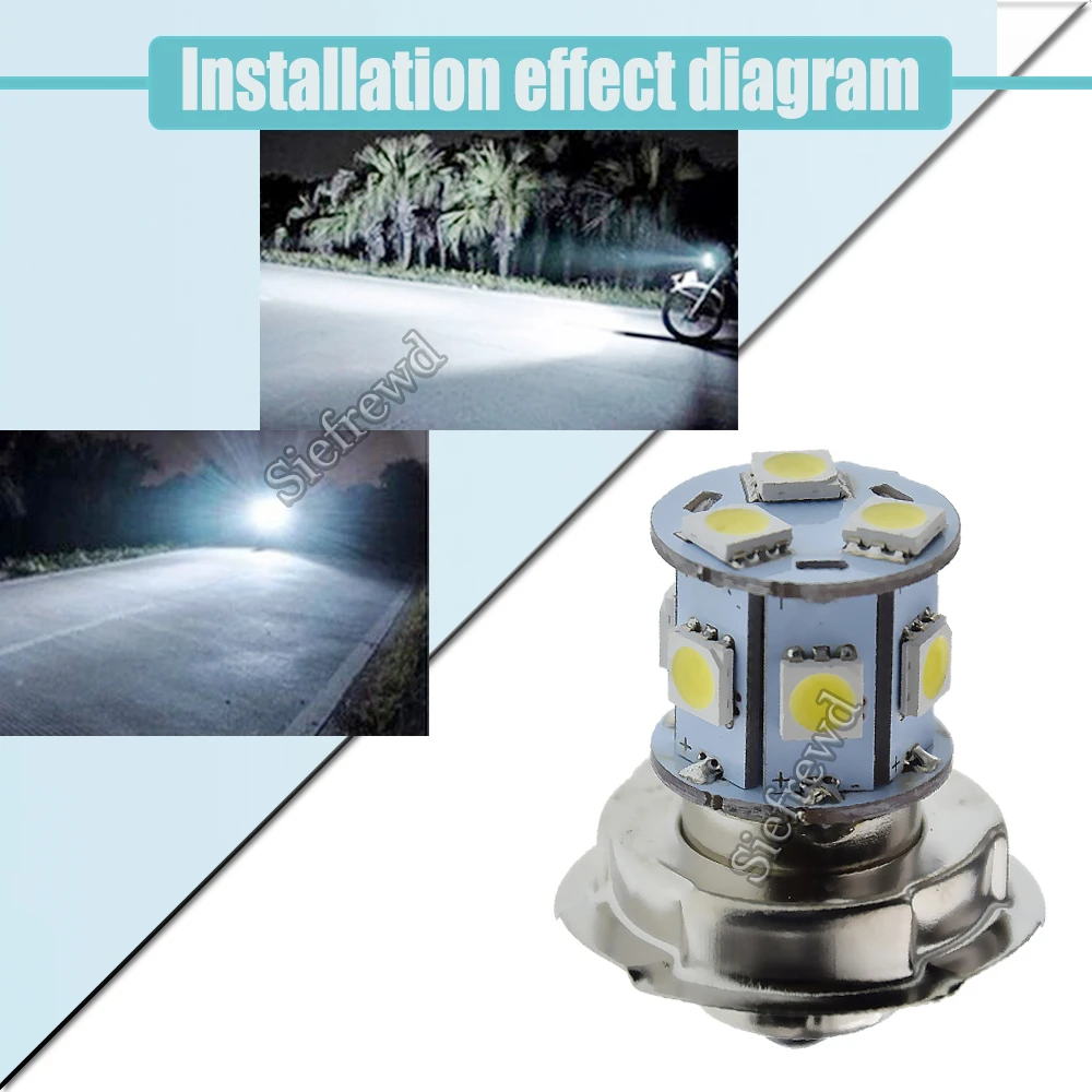 2Pcs Motorbike LED Headlight P26S Bulb 6V 12V Volt Motorcycle Headlamp Light 5050 9SMD Scooter Moped Moto Bike Front Head Lamp