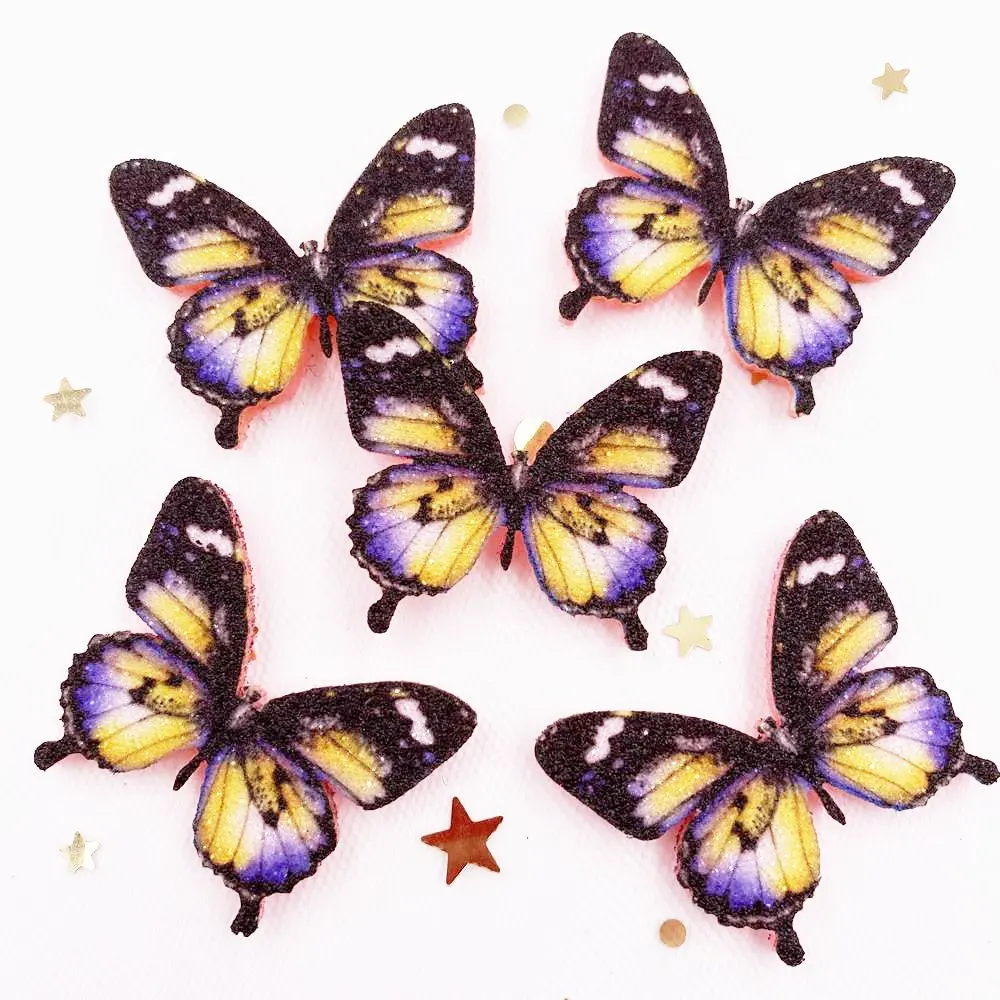 New 10PCS Glitter Felt Fabric Colorful Butterfly Applique Wedding DIY Sewing Patch Accessories DIY Craft Supplies SE29