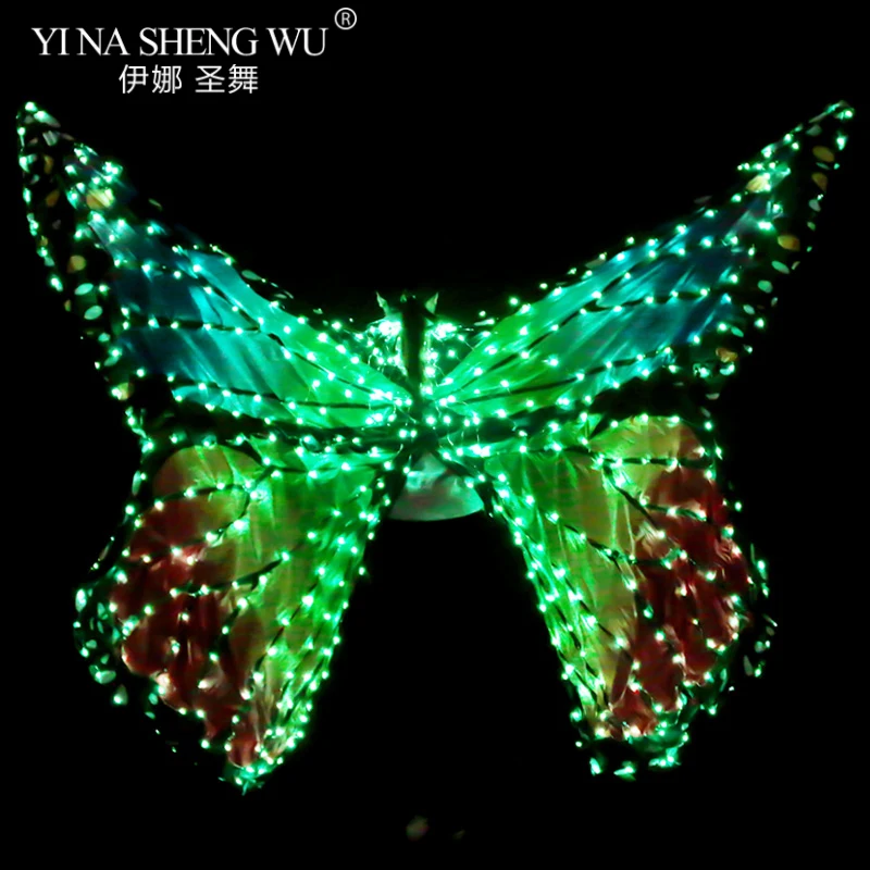 Children Belly Dance LED Wings Girl Dance Butterfly Wing Halloween LED Butterfly Cloak Dance Show LED Accessories Wing No Sticks