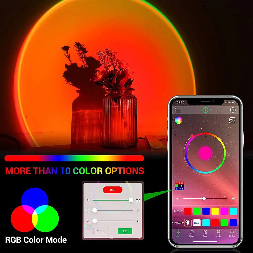 Lampada da proiezione al tramonto USB atmosfera lampada da scrivania a Led a luce notturna per Bar camera da letto caffetteria decorazione della parete illuminazione, ecc