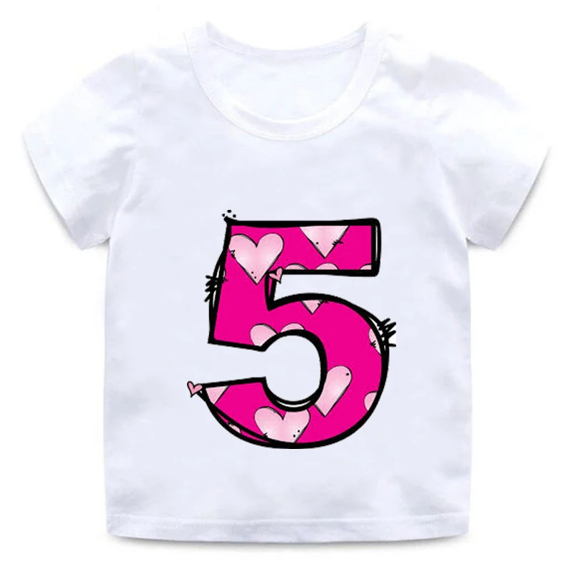 New Kids happy birthday letters Love cute print Clothes boys and girls  Funny shirt children Number 1 2 3 4 5 6 8 Birthday gift