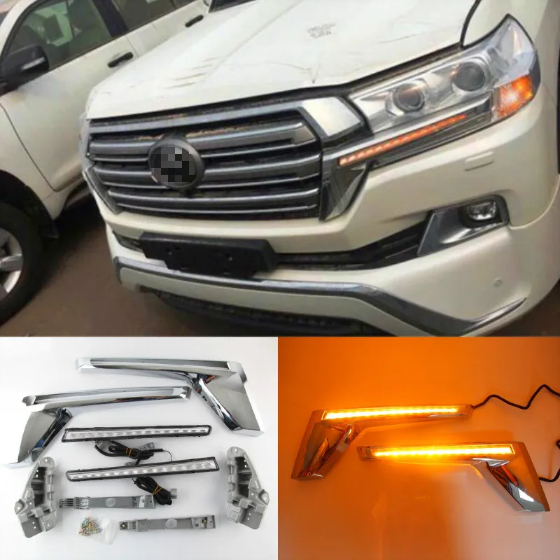 Car Led Signal Light Fit For Land Cruiser Prado LC200 2016 2018 2019 Yellow Turn Signal LED Mirror Indicator Chrome