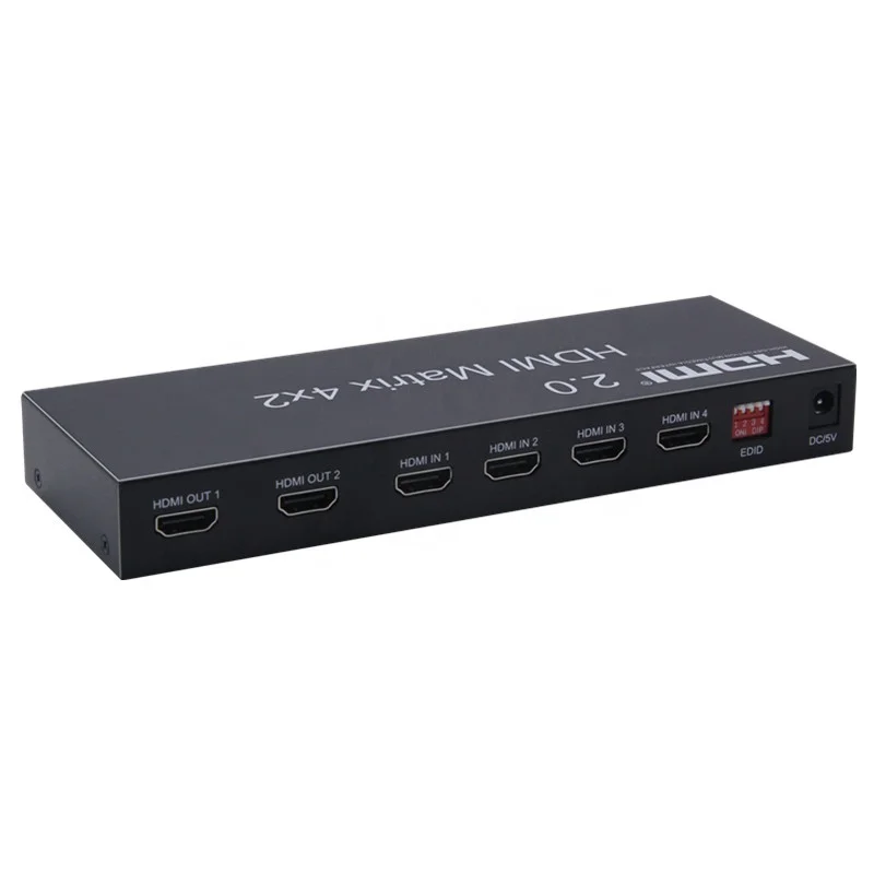 4K Hdmi Matrix Switch 4X2 Hdmi 2.0 Matrix Switch Ondersteuning 4K @ 60Hz 3D-fullhd 1080P Ondersteuning-4 Ingang 2 Uitgang Matrix Switch