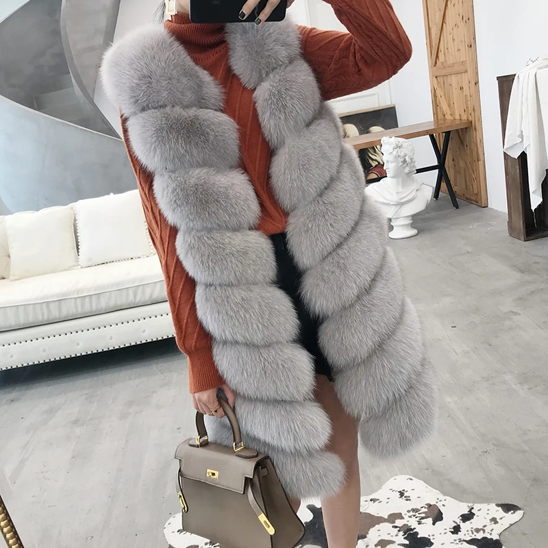 Natural Fox Fur Coat genuine Real Fox Fur Vest Jacket Women's pretty Warm Coat Natural Real Fur Coat Jacket Real Fur Coats