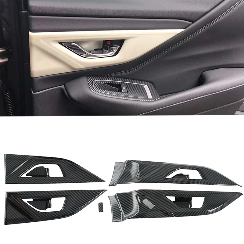 

For Subaru Outback 2021 ABS Carbon Fiber Replace Inner Door Handle Bowl Cover Trim Car Interior Styling Accessories LHD 4PCS/Set