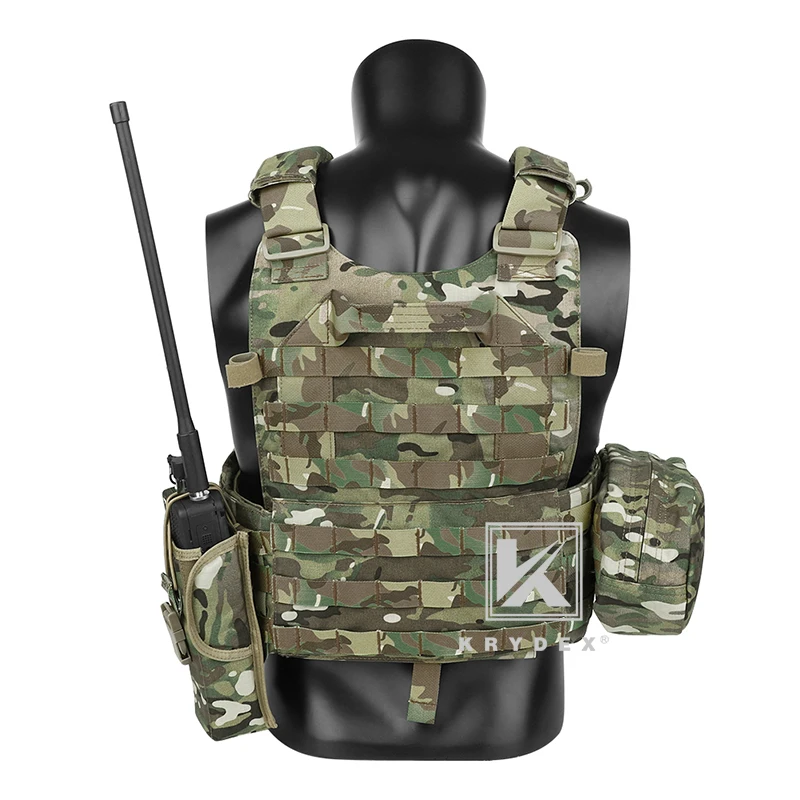 KRYDEX LBT-6094A Tactical Modular Vest Triple Mag/Radio/Dump Pouch Airsoft Hunting Battle Plate Carrier MOLLE Vest Camo MC