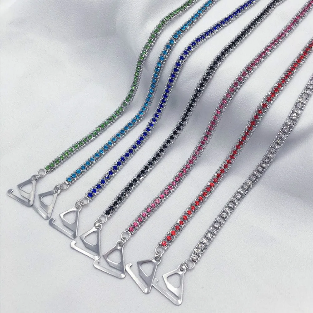 Women Multicolored Crystal Underwear Accessories Shoulder Strap Bead Chain Clip Stone Dress Ornament Collar Beauty Traceless Bra