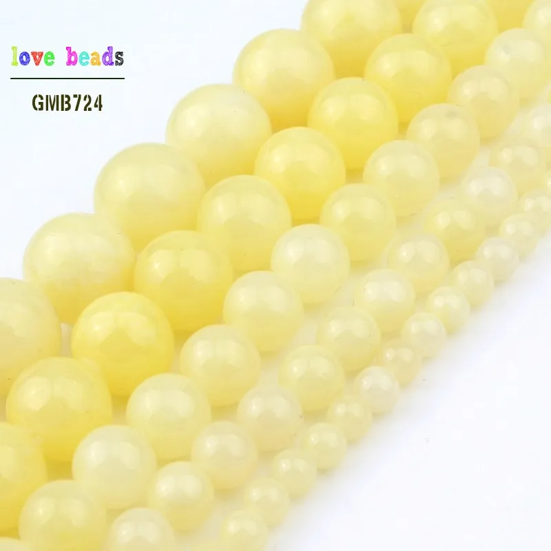 Lemon Yellow Jades Beads for Jewellery Making 15 Inch DIY Bracelets for Women 4/6/8/10/12mm