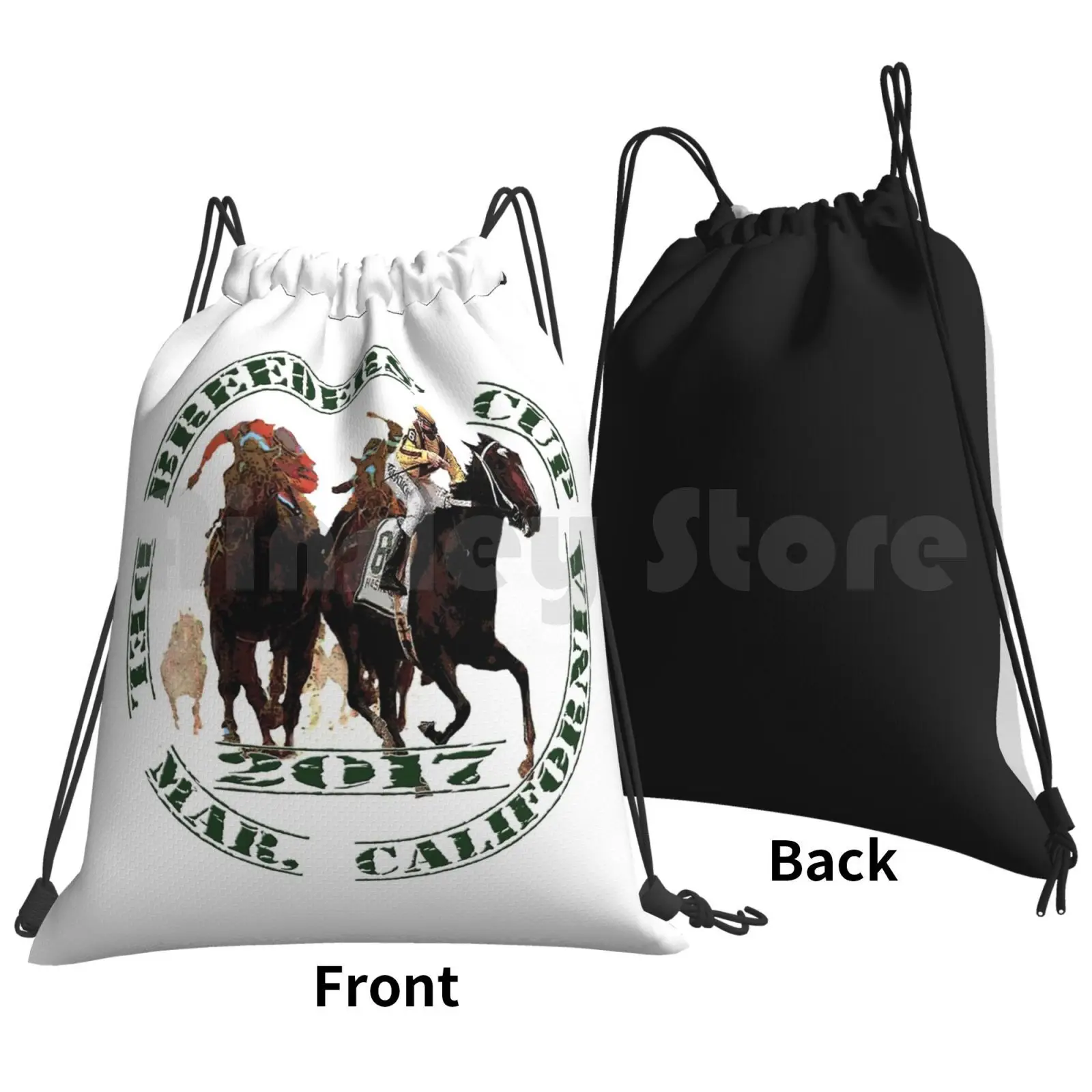 Breeders Cup 2017 Backpack Drawstring Bag Riding Climbing Gym Bag Horse Racing Sports Horses Thoroughbred Racing California