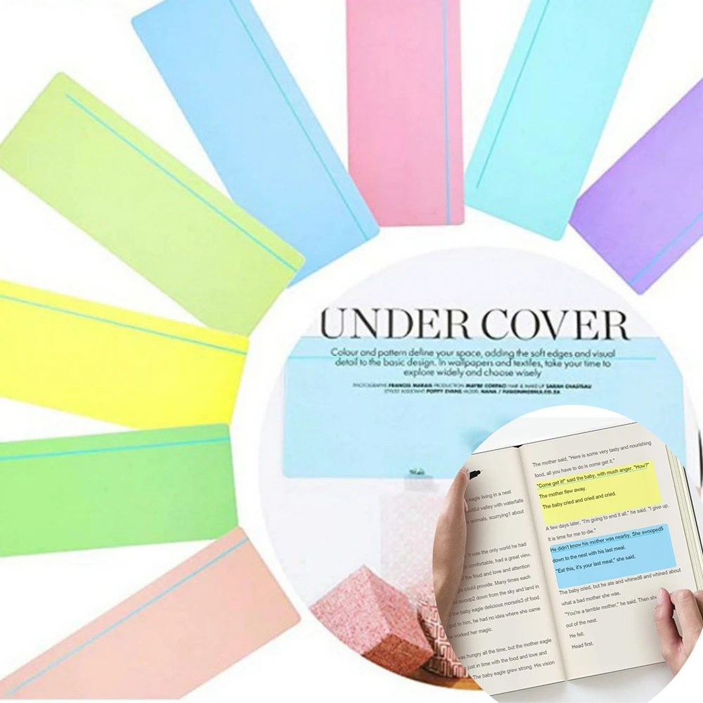 8PCS/Pack Clear Bookmark Guided Reading Highlight Strips Colored Overlay Reading Tracking Rulers Helps with Reduce Visual Stress