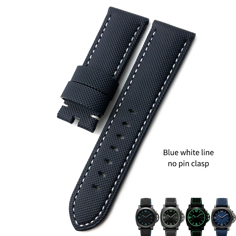 Nylon Tecido Watch Band para Panerai, 22mm, 24mm, 26mm, preto