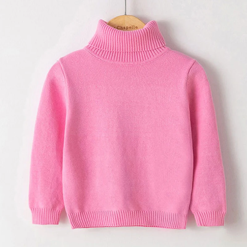 Sweater For Fall/Winter New Style Pure Cotton Boys And Girls Candy Color White Bottoming Turtleneck Sweater