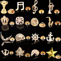 Fashion Brooch Golden Anchor Crown Saxophone Music Wing Horn Stars Golf For Men's Suit Collar Lapel Brooches Pin Party Jewelry