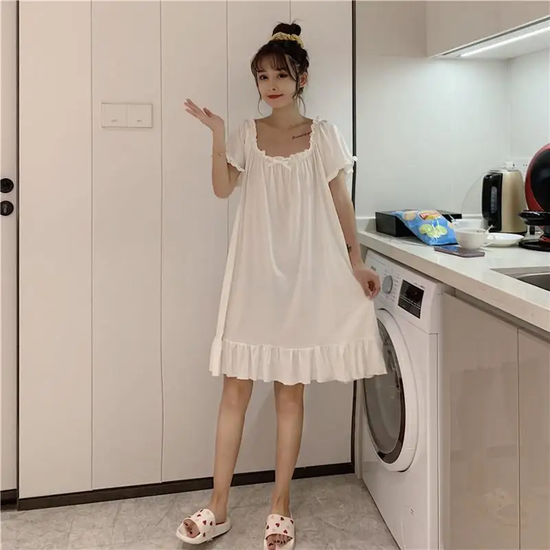 Nightgowns Women Fashion Pure Summer Sweet Soft Short Sleeve Mini Sleepshirts Chic Nighty for Ladies Princess New Homewear