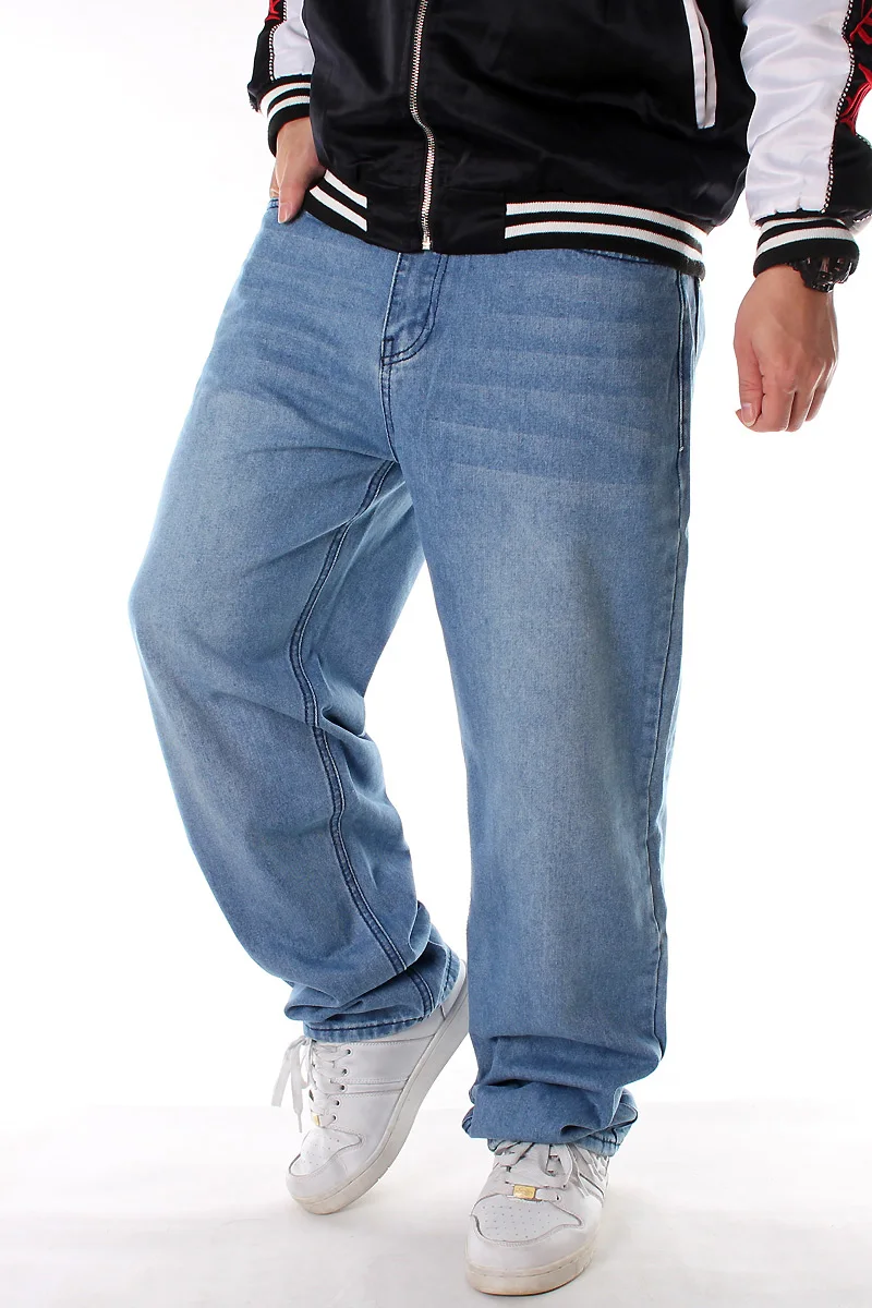 

Men Washed Loose Wide-leg Retro Hip-hop Denim Trousers Male Vintage Big Size Dance Skateboard Jeans