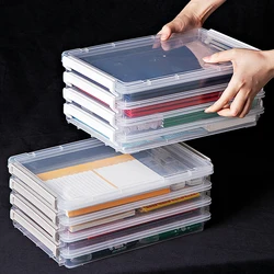 Transparent Stackable File Box Portable Plastic Certificate Documents Documents Storage Box for Home Office School File Case