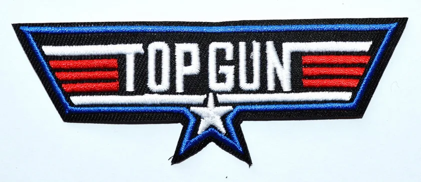 100x TOP STAR GUN US NAVY FIGHTER PILOT TRAINING AIRFORCE SOW IRON ON PATCH SEW BADGE (≈ 11.5 * 4 cm)