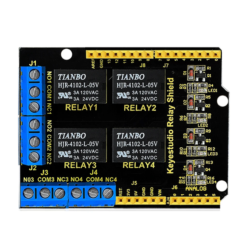 Keystudio – Module de bouclier de relais pour Arduino UNO R3, 4 canaux, 5V