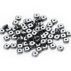 BTFBES 4*2mm Smooth Square Black Hematite Beads Natural Stone Spacer Loose bead For DIY Necklace Bracelet Earring Jewelry Making