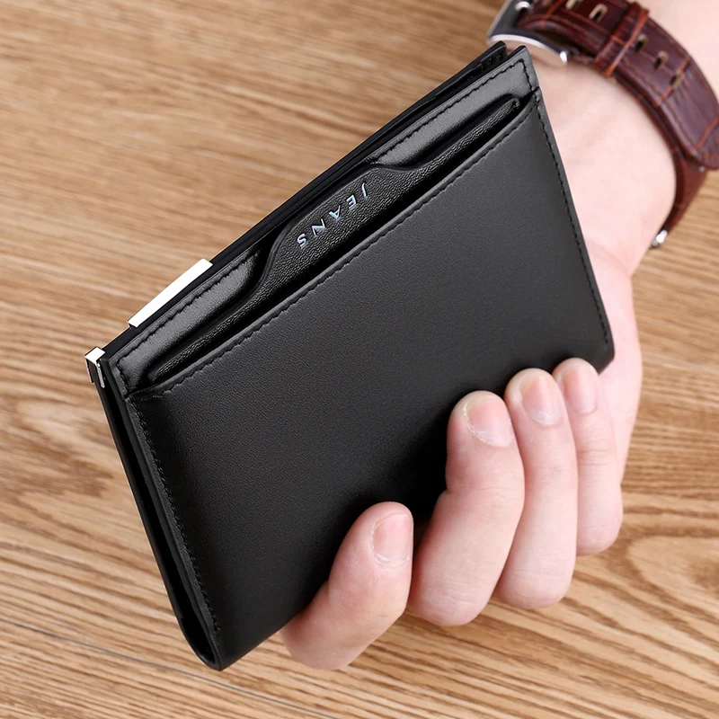 WILLIAMPOLO Leather Wallets Men Wallets Clutch Fashion Short Wallet Super Thin Mini Wallet Card Holder Billetera PL220