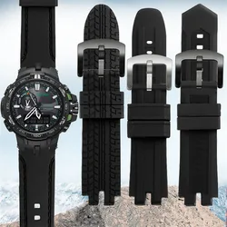 Soft silicone Watchband for Casio PRG-300 330 PRW-3000 PRW-3100 PRW-6000 PRW-6100 Modified Resin rubber Watchstrap 24MM bracelet