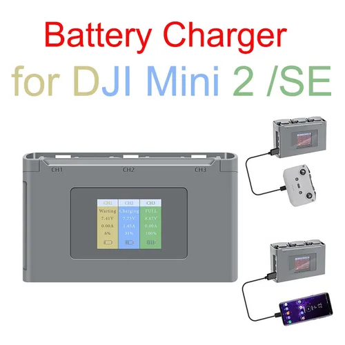 Cargador de batería con pantalla Digital para DJI Mini 2/Mini SE, cargador de batería, concentrador de carga bidireccional, baterías de Dron, Cargador USB, accesorio