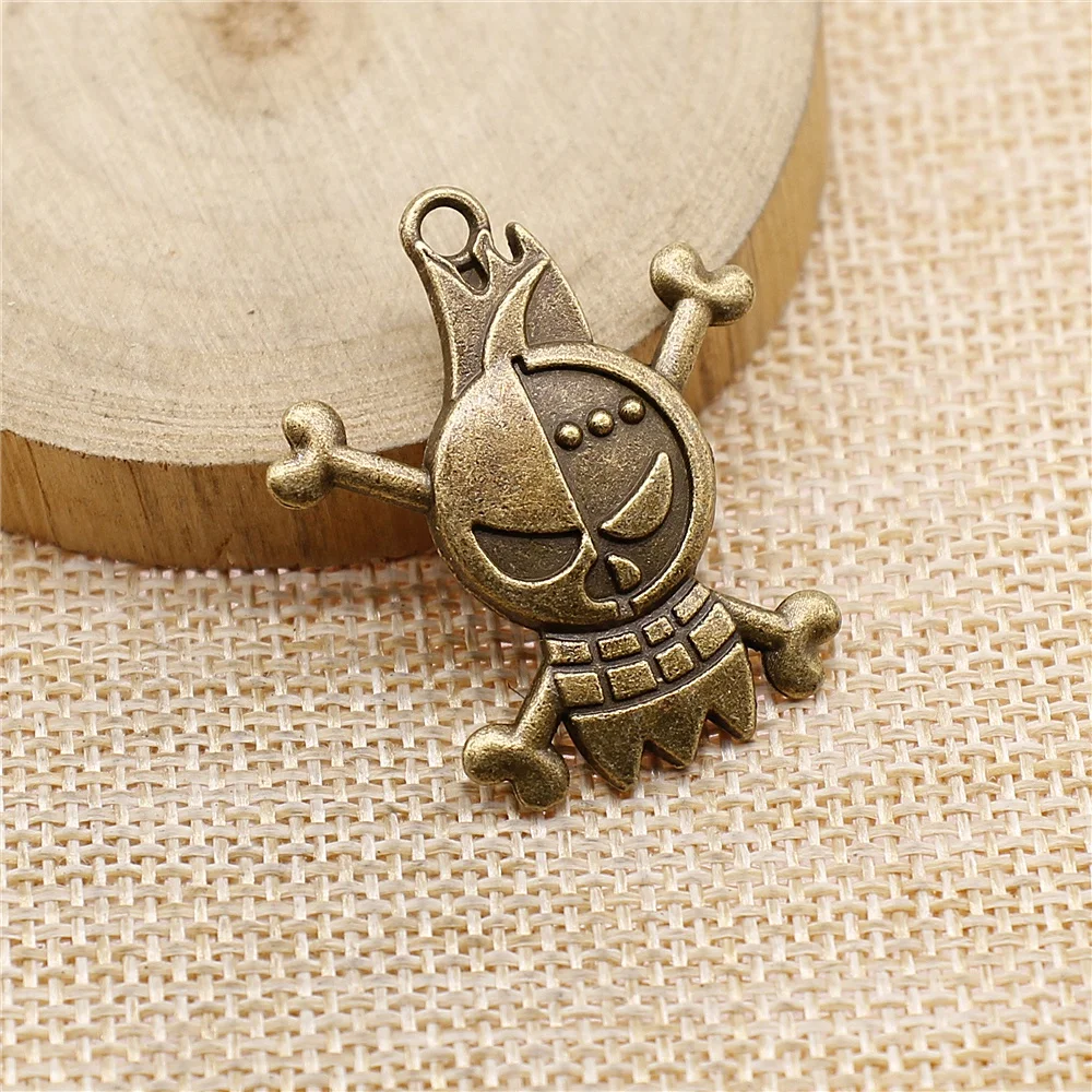 free shipping 8pcs 35x30mm antique bronze Skull charms diy retro jewelry fit Earring keychain hair card pendant accessories