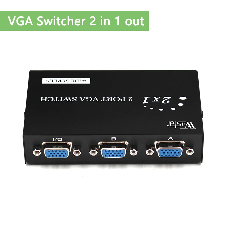 Wiistar VGA Switch 2 Port 2 In 1 Out VGA Video Switch 2x1  VGA Selector Box for PS4 TV Projector Monitor