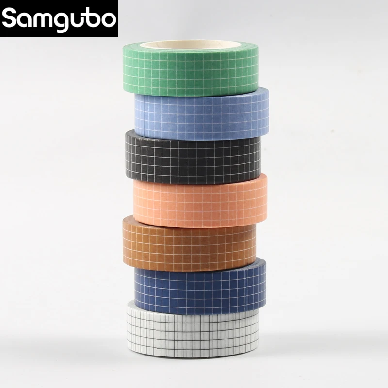 10M Pure Color Grid Washi Tape Set Masking Tape Journaling Supplies Washy Tape Organizer Washitape Stationery Sticker Scrapbook