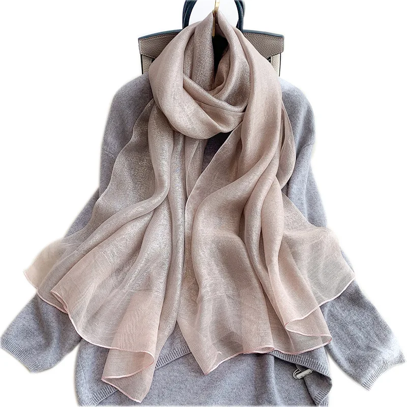 Silk Scarf Women Soft Long Autumn Winter Scarves Fashion 2024 Solid Shawls And Wraps High Quality Foulard Pashmina Hijab Bandana